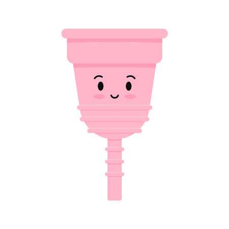 Cute menstrual cup character vector icon isolated on white background.のイラスト素材