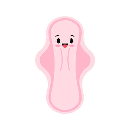 Cute women sanitary napkin pad emoji hygienic icon isolated on white background.のイラスト素材