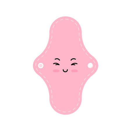 Reusable sanitary menstrual cloth pads emoticon isolated on white background.のイラスト素材