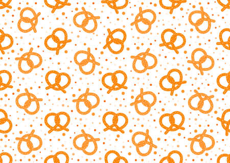 Pretzel octoberfest seamless pattern on white background.のイラスト素材