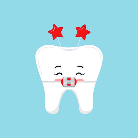 Christmas tooth in braces with headband with starsのイラスト素材