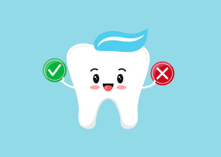 Cute tooth with check marks vector illustrationのイラスト素材