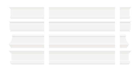 Set of white plastic or wood baseboards elementsのイラスト素材