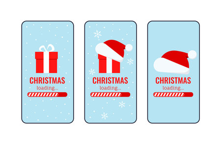 Christmas countdown bar on phone screen set vector illustration.のイラスト素材