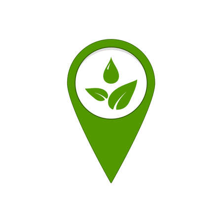 Eco location green map pin with leaf and dropのイラスト素材
