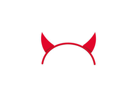 Devil hat or evil horns on headband costume attributes icon isolated on white backgroundのイラスト素材
