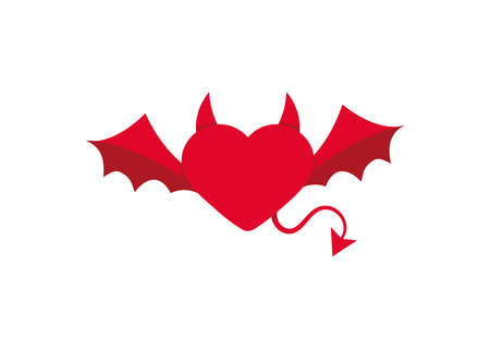 Devil red heart icon isolated on white background.のイラスト素材