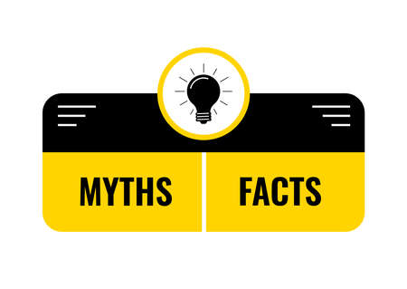 Fact and myth with lightbulb icon vector set.のイラスト素材