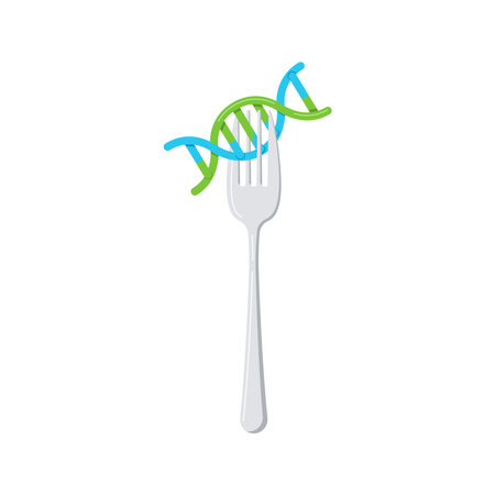 Dna on fork isolated on white background.のイラスト素材