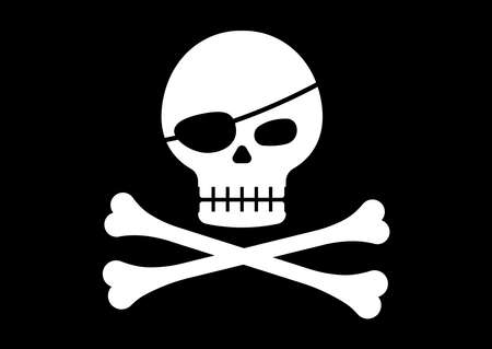 Pirate eye patch and skull with crossbones vector illustration.のイラスト素材