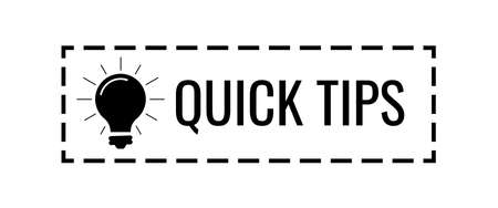 Quick tips badge with light bulb vector icon.