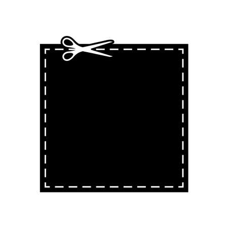 Scissors cut dotted line square coupon with dash icon.のイラスト素材