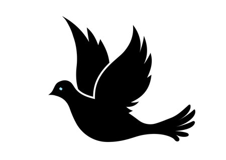 Dove silhouette - flying bird isolated on white background.のイラスト素材