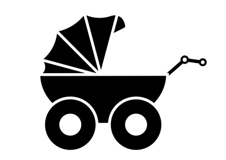 Baby carriage vector icon stroller silhouette isolated on white background.のイラスト素材