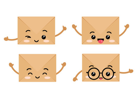 Craft envelopes cute character with arms set.のイラスト素材