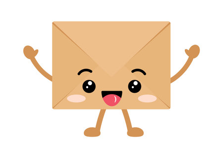 Craft envelopes cute character with arms and legs.のイラスト素材
