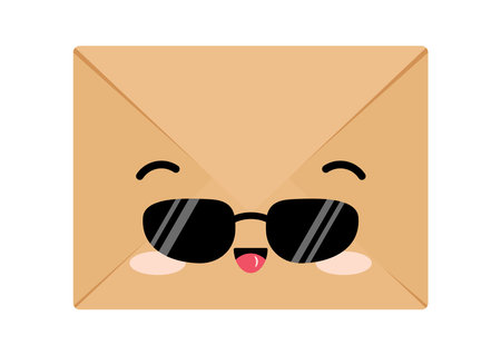 Craft envelope cute character with sunglasses.のイラスト素材
