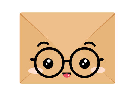 Craft envelope cute character with eyeglasses.のイラスト素材