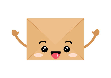 Craft envelope cute character with arms.のイラスト素材