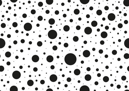Black polka dot circular random seamless pattern.のイラスト素材