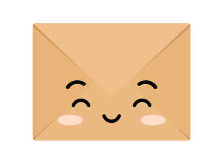 Craft happy envelope cute kawaii character with face.のイラスト素材