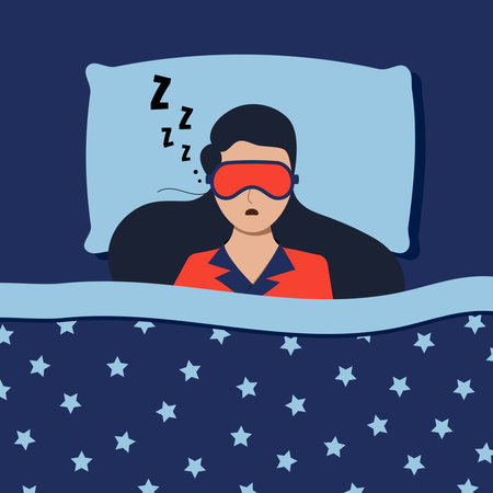 Woman sleep with mask on face and zzz sound.のイラスト素材