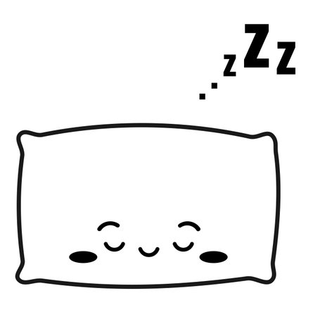 Zzz sleep snore and cute pillow character vector icon.のイラスト素材