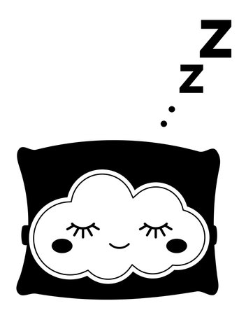 Zzz sleep snore and cute kawaii pillow vector icon.のイラスト素材