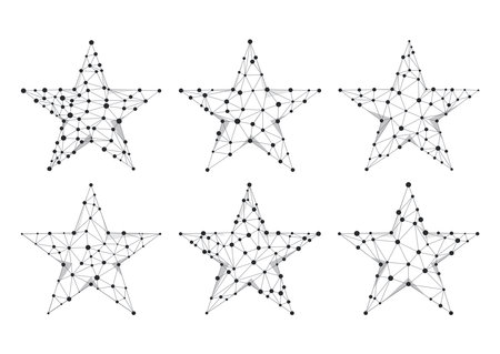 Stars wireframe low poly vector sign set.のイラスト素材