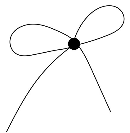 Bow on gift ribbon string vector silhouette icon.のイラスト素材