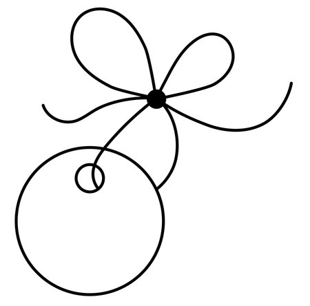 Bow with circle label tag for gift ribbon string vector silhouette icon.のイラスト素材