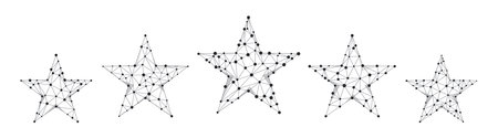 5 stars award or rank rating wireframe vector sign set.のイラスト素材