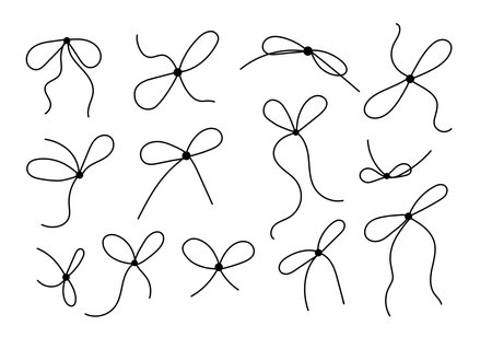 Bow on gift ribbon string vector black silhouette icon.のイラスト素材