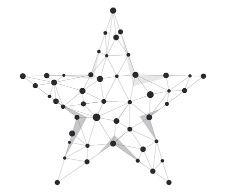 Star low poly wireframe vector sign illusrationのイラスト素材