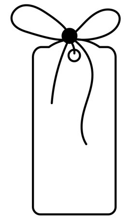 Bow with label tag for gift ribbon string vector silhouette icon.のイラスト素材