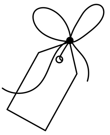 Bow with label tag for gift ribbon string vector silhouette icon.のイラスト素材