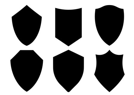 Shield black silhouette vector icon protect and security outline symbol.のイラスト素材