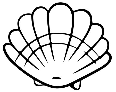 Sea shell black silhouette vector icon marine beach graphic element.のイラスト素材