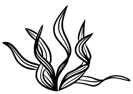 Seaweed spirulina marine plant black silhouette vector icon.のイラスト素材