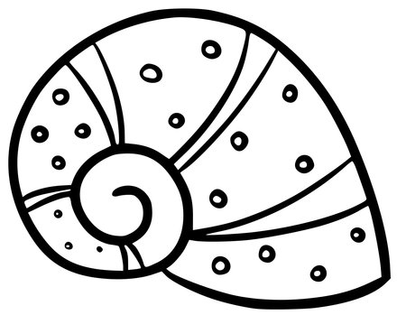Sea shell black silhouette vector icon beach graphic element.のイラスト素材