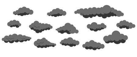 Smoke clouds vector icon set isolated on white background.のイラスト素材