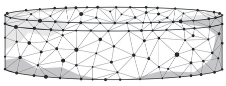Podium or pedestal wireframe polygon with line and dots vector icon.のイラスト素材