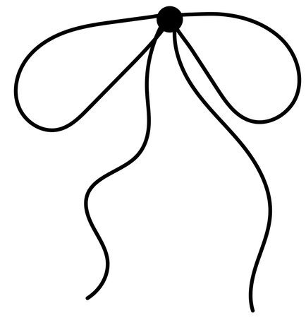 Bow on gift ribbon string vector silhouette icon.のイラスト素材