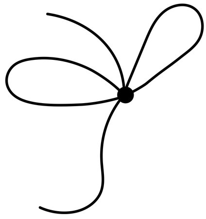 Bow on gift ribbon string vector silhouette icon.のイラスト素材