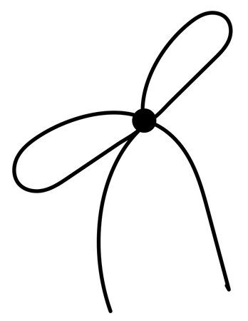 Bow on gift ribbon string vector silhouette icon.のイラスト素材