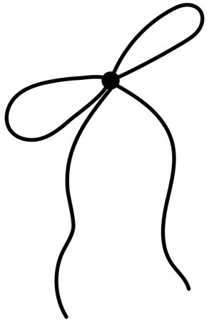 Bow on gift ribbon string vector silhouette icon.のイラスト素材