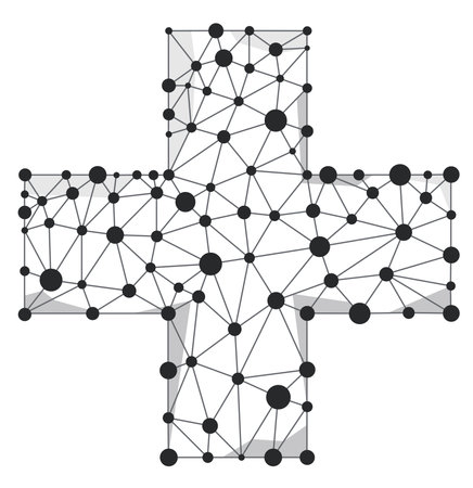 Plus wireframe digital future technology polygonal vector concept.のイラスト素材