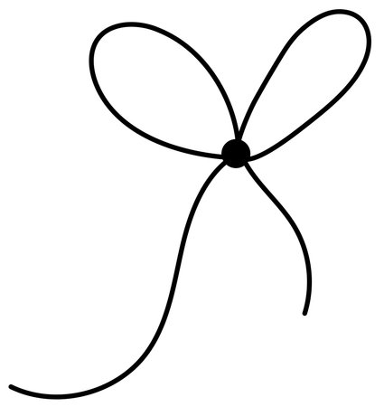 Bow on gift ribbon string vector silhouette icon.のイラスト素材