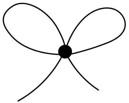 Bow on gift ribbon string vector silhouette icon.のイラスト素材