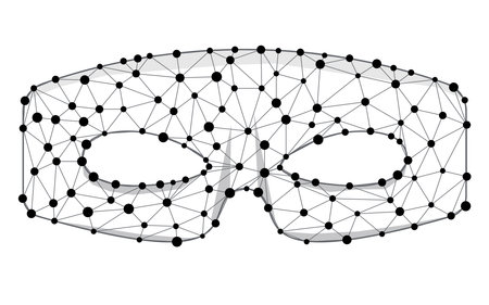 Mask superhero or carnival robber bandit wireframe vector icon.のイラスト素材